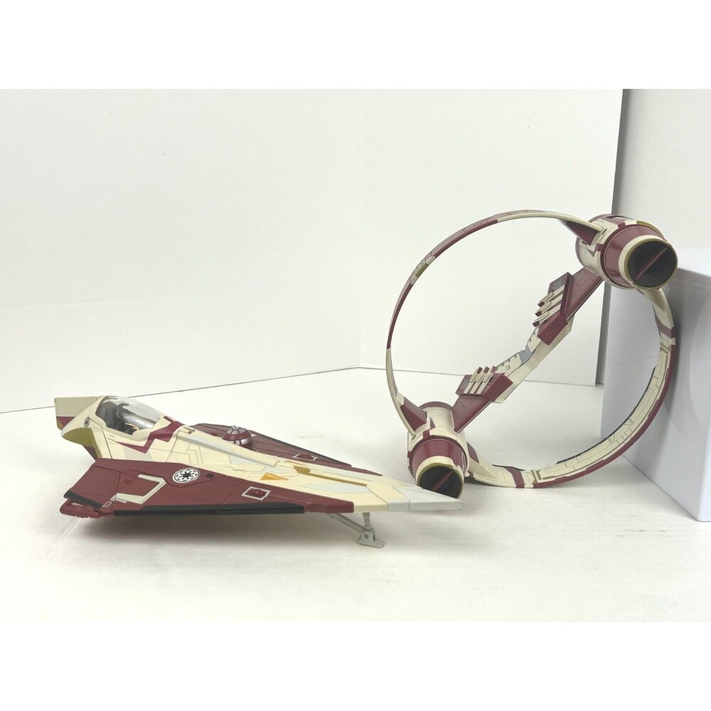 2002 Hasbro Star Wars Obi-Wans Jedi Starfighter & Hyperspace Ring Vehicle Ship